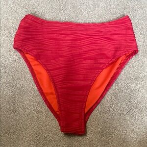 Blooming Jelly Red High Rise Textured Swim Bottoms Size S